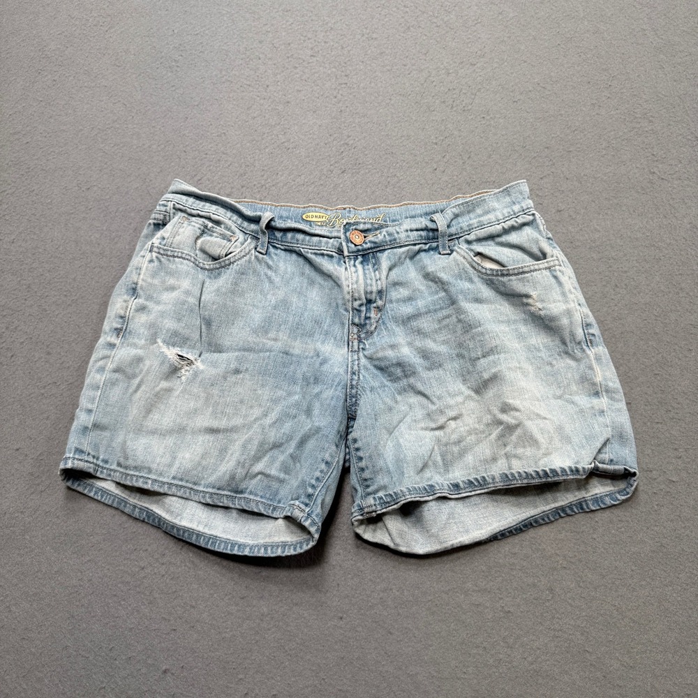 Old Navy Boyfriend Shorts Women's 6 Blue Light Wash Relaxed Fit Distressed Comfy
